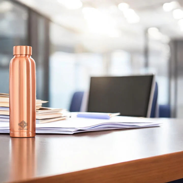 Pure Copper Water Bottle with Ergonomic Design - MattFinish