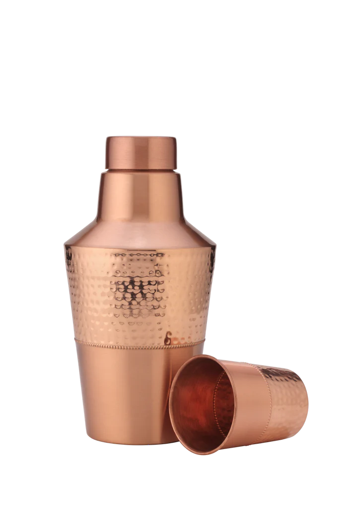 Pure Copper Bedroom Bottle with Glass & Leak-Proof Cap, 1400 ML - Hammered
