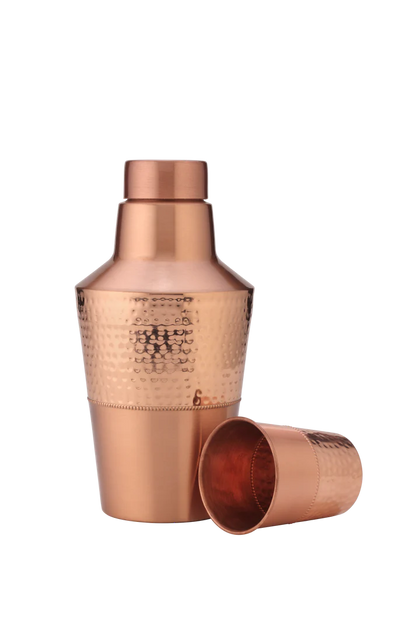 Pure Copper Bedroom Bottle with Glass & Leak-Proof Cap, 1400 ML - Hammered