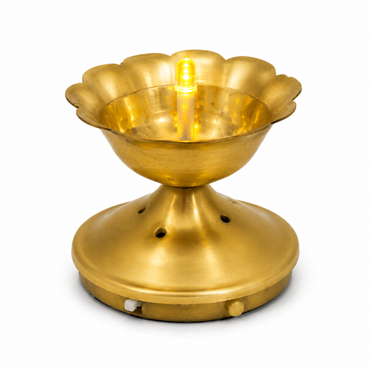 Premium LED Brass Diya Lamp with Type-C Charging